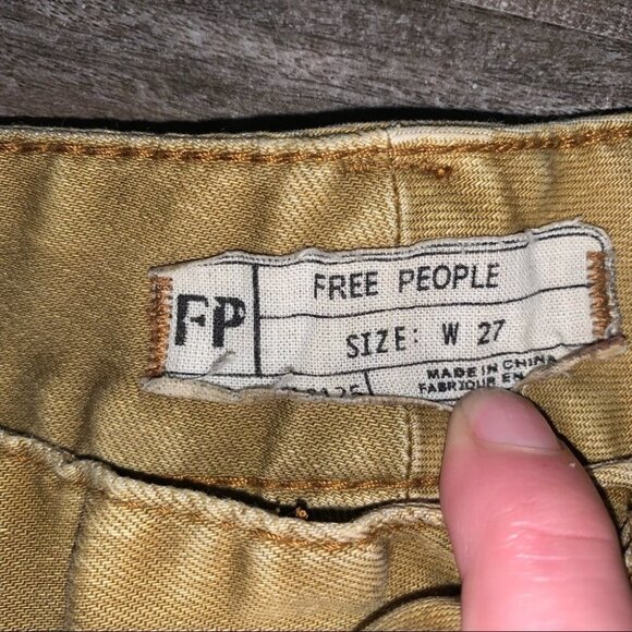 Free People  Jeans Women's Size 27‎ Gold Yellow Denim Low Rise Contour Skinny - Picture 7 of 7